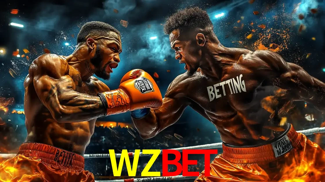 Dois boxeadores em uma luta intensa e explosiva, representando a adrenalina e as oportunidades de apostas em esportes de combate disponíveis na plataforma WZBET.