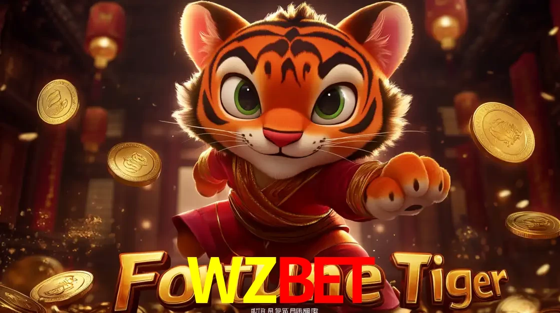 O carismático mascote do jogo de slot Fortune Tiger, um tigre fofo em pose de artes marciais, pronto para trazer sorte e multiplicadores de ganhos no cassino online WZBET.