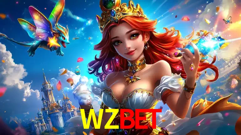 A princesa de um reino de fantasia mágico, com seu pequeno dragão, apresentando um mundo de prêmios encantados nos jogos de caça-níqueis do cassino WZBET.