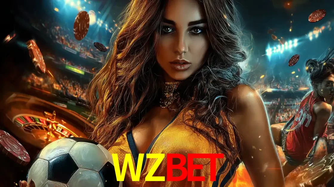 Mulher segurando uma bola de futebol em uma montagem que mistura a paixão esportiva com a emoção da roleta de cassino, tudo disponível na plataforma WZBET.